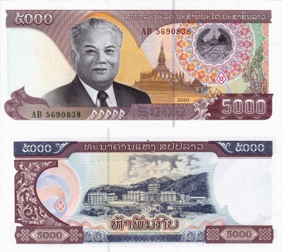 LAOS 5.000 kip 2020 UNC!!! foto