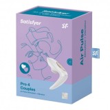 Satisfyer Pro 4 Couples Stimulator Clitoris Air Pulse &amp; Vibratii, Reincarcabil, Rezistent la Apa, Premium