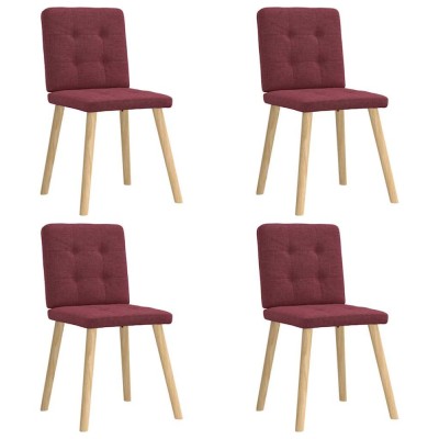 vidaXL Scaune de bucătărie, 4 buc., roșu vin, material textil foto