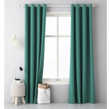 Draperie opaca cu inele Jemidi, 140 x 250 cm, Verde, Poliester, 55309.07