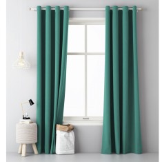 Draperie opaca cu inele Jemidi, 140 x 250 cm, Verde, Poliester, 55309.07