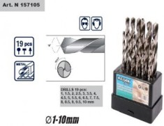 Set burghie HSS cromate 19 buc (1-10 mm), Raider foto