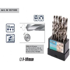 Set burghie HSS cromate 19 buc (1-10 mm), Raider