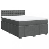Cumpara ieftin Pat continental cu saltea, gri inchis, 160x200 cm, tesatura