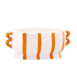 Cumpara ieftin Ghiveci flori dolomit portocaliu alb 30 x 14,5 x 13 cm