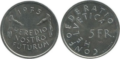 Elvetia 1975 - 5 francs UNC foto
