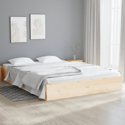 vidaXL Cadru de pat, 140x190 cm, lemn masiv de pin foto