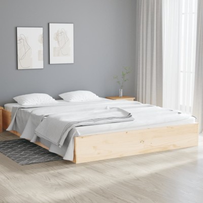 vidaXL Cadru de pat dublu 4FT6, 135x190 cm, lemn masiv foto