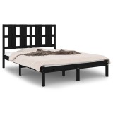 Cumpara ieftin Cadru de pat, negru, 140x190 cm, lemn masiv de pin
