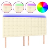Cumpara ieftin Tablie cu LED-uri, crem, 160x5x118/128 cm, piele ecologica