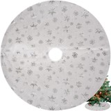 Covoras decorativ pentru brad de Craciun 90 cm, alb-argintiu Ruhhy