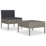 Cumpara ieftin Set mobilier de gradina cu perne, 2 piese, gri, poliratan