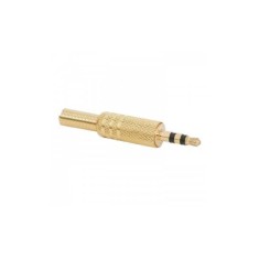 Mufa 3.5 mm stereo tata metal aurit cu protector cablu