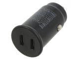 Alimentator USB Goobay 30W, USB-C x2, 12-24V, Cod 59705, Negru