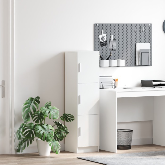 vidaXL Bufet Alb Alb Lemn MDF Mediu Bufet Alb Dreptunghiular Modern