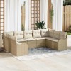 VidaXL Set de canapele pentru grădină 9 pcs Bej și alb Rattan poli 3354530