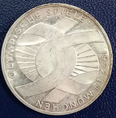 (A1045) MONEDA DIN ARGINT GERMANIA - 10 MARK 1972, LIT. G, OLIMPIADA DE LA MUNCHEN foto