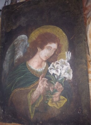 ICOANA VECHE pictata pe carton,pictura foarte veche,T.GRATUIT foto