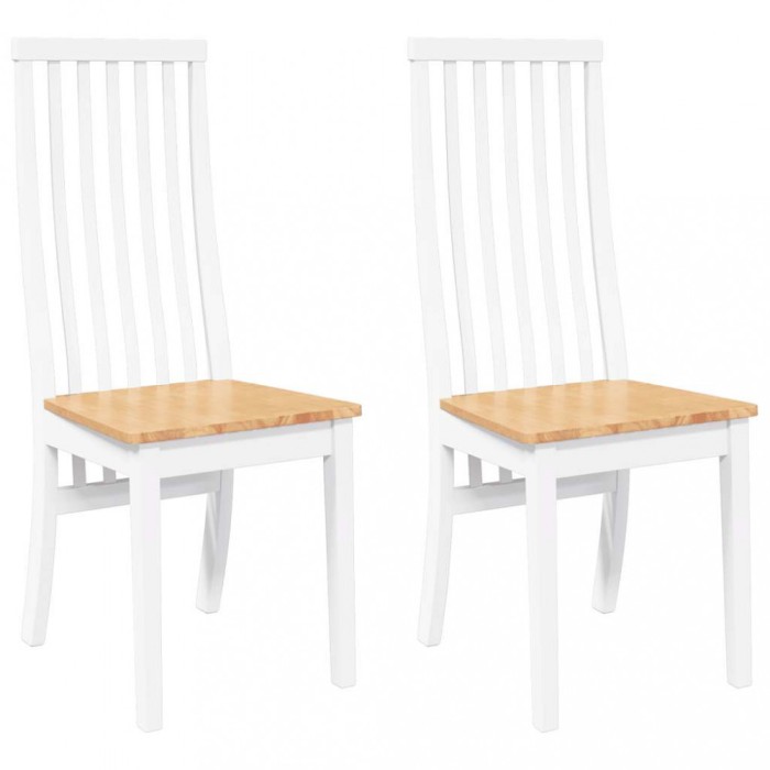Scaune de sufragerie 2 buc Cauciuc din lemn masiv alb