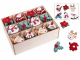 Set 144 decoratiuni Craciun textil multicolor cu adeziv cm 4,5 x 5,5 H