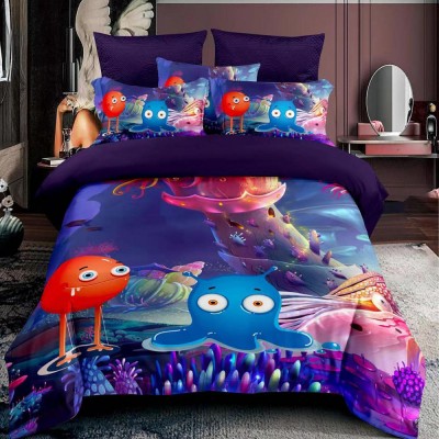 Lenjerie pat single 3D, bumbac finet,3 piese, cearceaf pat clasic 160cm x 230cm, cearceaf pilota 150cm x 220cm, 1 fata perna 50 x 70-F1P66 foto