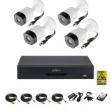 Sistem supraveghere video complet 4 camere exterior FULL HD cu IR 20m, DVR 4 canale, accesorii si hard 1TB SafetyGuard Surveillance, Dahua
