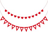 Set de 2 bannere cu inimi pentru Valentine&#039;s Day Qpout, rosu, pasla