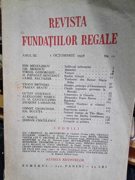 Revista Fundatiilor Regale - Anul III 1 Octombrie 1936 Nr. 10