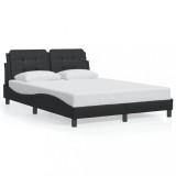 vidaXL Cadru de pat cu tăblie, negru, 140x190 cm, piele ecologică