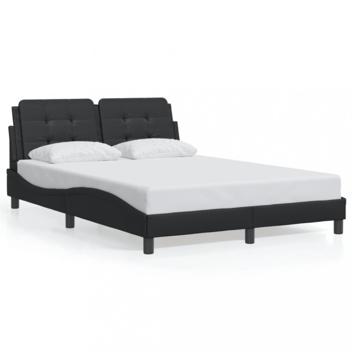 vidaXL Cadru de pat cu tăblie, negru, 140x190 cm, piele ecologică 3208177