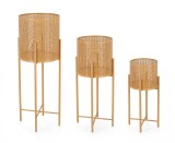 Cumpara ieftin Set 3 suporturi ghivece flori metal galben Samir 23x46.5 cm, 28x61.5 cm, 30x76.5 cm