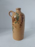 Sticla de ceramica gresie, vintage, cu toarta, 25cm inaltime x cca 11 cm diametru;