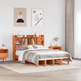 VidaXL Pat cu bibliotecă fără saltea maro 150x200 cm lemn masiv de pin 3323964