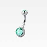 Piercing Buric Verde, Piatra Dubla, 1.6x10mm, Otel Chirurgical, Navel, Spranceana, San - Tija Curbata