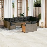 Gossi set mobilier de gradina cu perne, 13 piese, gri, poliratan