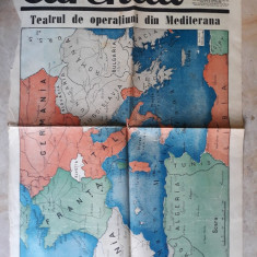 WWII - HARTA OPERATIUNI IN MEDITERANA - EXTRAS DIN ZIARUL CURENTUL 15 IUNIE 1940