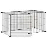 Cumpara ieftin Cusca animale de companie cu usa, 8 panouri, negru 70x35x35cm otel