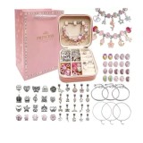 Cumpara ieftin Set de creatie bijuterii, 66 elemente, confectionare bratari si lantisoare din charmuri, pentru copii 5+ ani, pentru dezvoltarea imaginatiei, include