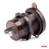 Incarcator auto AMIO rezistent la apa cu USB, USB-C PD si voltmetru 12/24V