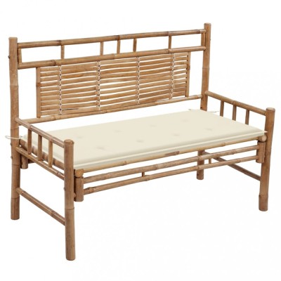 vidaXL Bancă de grădină cu pernă, 120 cm, bambus 3063878 foto