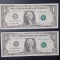 BANCNOTA SUA - ONE 1 DOLLAR 1995 2 Bancnote, Serii Consecutive UNC (RARE) 3 POZE
