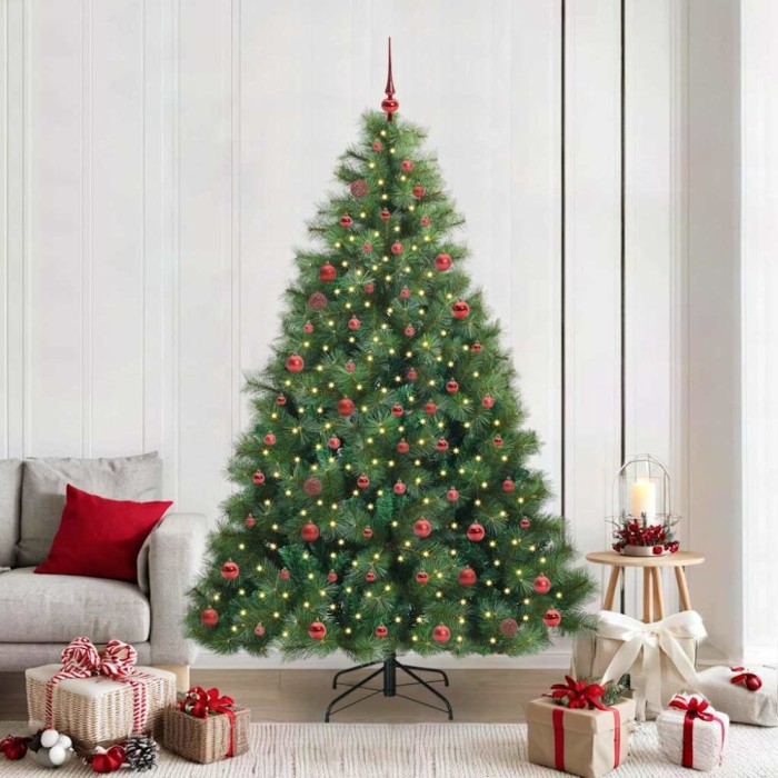 Brad de Crăciun artificial cu 300 LED Verde 210 cm PE și PVC