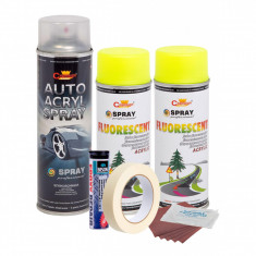 Kit complet reparatie si vopsire jante culoare Galben Fluorescent, V2 AVX-KVJ-GFV2