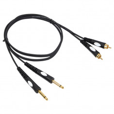 Cablu 2x RCA tata - 2x JACK 6.35 mm MONO 3m negru BST PRO