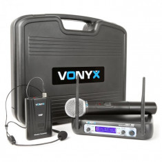 Vonyx WM512C 2 canale sistem radio VHF afi?are bodypack portabil foto