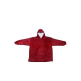 Patura CosyHoodie, tip hanorac, cu maneci,gluga si buzunare, material moale si placut la atingere,plusat,calduros,marime universala,80 x 100 cm, rosu/