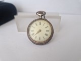 Ceas de Buzunar din Argint de Dame - cu Cadran cu Cifre Romane -Pinset -anii 1910-1920.