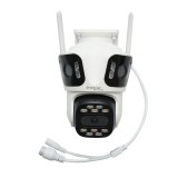 Camera de supraveghere 3 lentile, 3 obiective 8 MP, 2 CPU dual control, P2P WIFI 2.4G, PTZ cu senzor de miscare, alarma, night vision, AI detectie um