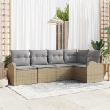 Cumpara ieftin Set de canapele pentru gradina 5 buc. Beige si gri deschis