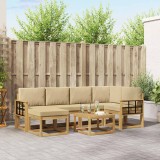 vidaXL Set de canapele de exterior cu pernă 7 pcs Alb și Bej 3387922